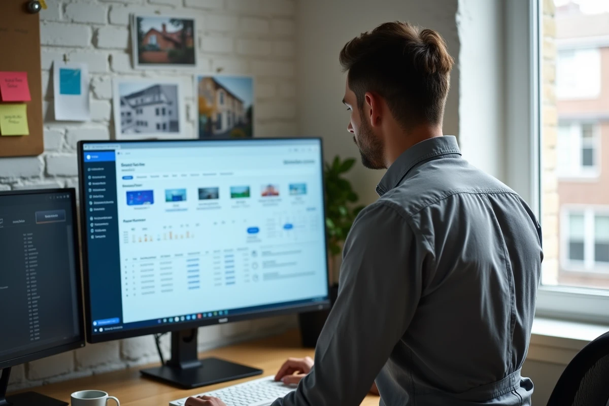 Gestionnaire de locations courte durée analysant un tableau de bord de channel manager pour synchroniser les disponibilités sur plusieurs plateformes