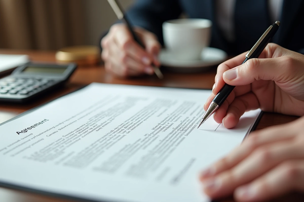 Gros plan sur un document d'honoraires d'avocat en droit du travail posé sur un bureau professionnel