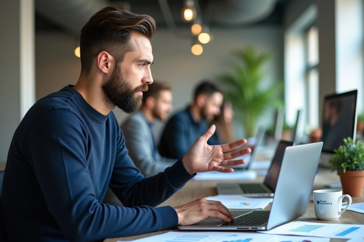Responsable marketing analysant les résultats d'une campagne d'influence dans un bureau moderne